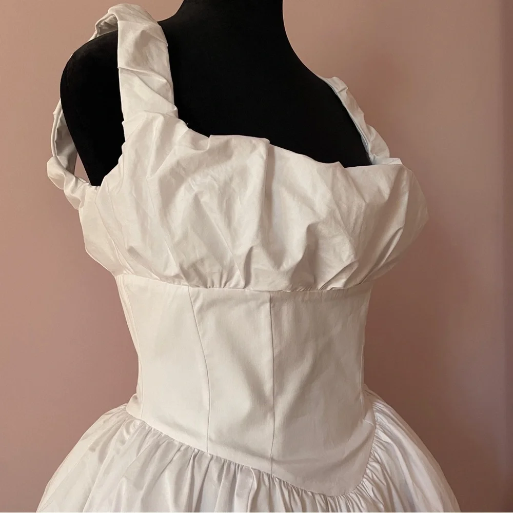 House of CB- Le Puff White Cotton Tulle Mini Dress Square Neck Romantic Size M